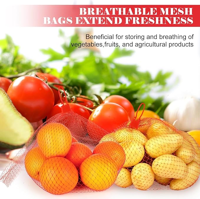 1000 Pcs Reusable Mesh Produce Bags, 20 Inch Seafood Boil Bags for Crab with 1000 Loop Closures, Onion Potato Storage Net Bag for Vegetables Fruits Seafood