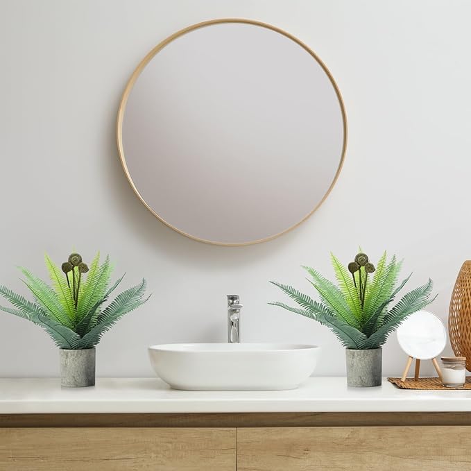 2 Pack Small Fake Plants Potted Artificial Plants Indoor for Home Decor Office Room Farmhouse Indoor Table Bathroom Decor