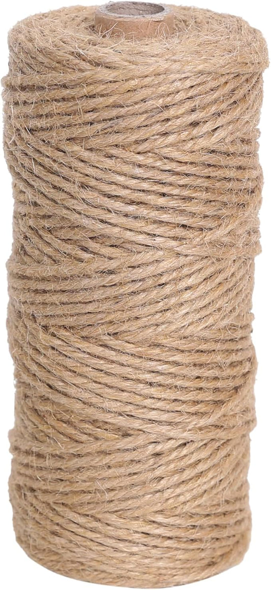 Natural Jute Twine 328ft 3mm,3Ply Twisted Thick Twine Rope Strong Jute String Roll for Crafts Gift Wrapping Gardening Home Decor Bundling Cat Scratching Post