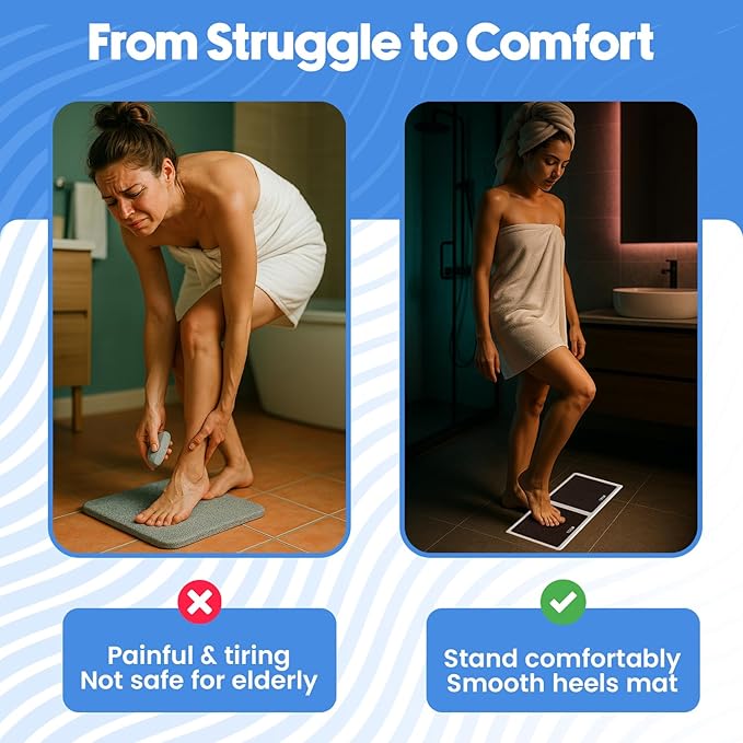 Premium Pumice Mat for Feet with 100 & 180 Grit Stones, Callus Remover and Exfoliator for Smooth Heels and Toes, Gentle Durable Foot Care Tool for at-Home Pedicure and Spa Softness