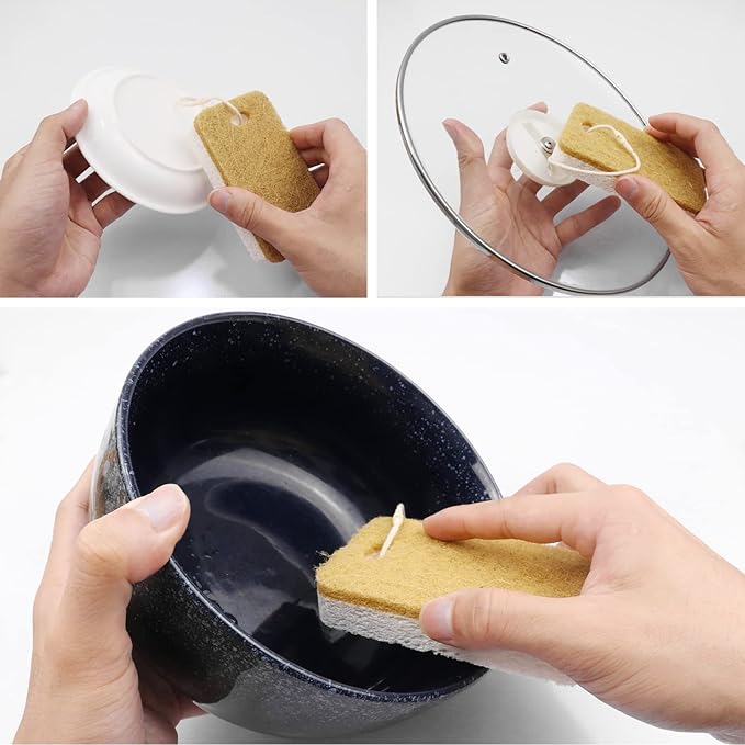 Natural Sponge, Sponges Individually Wrapped, Non Scratch Kitchen Cleaning Sponge Scouring Pad Cellulose Coconut Scrubbing Sponge for Washing Dishes (Pack of 1000 - Yellow)