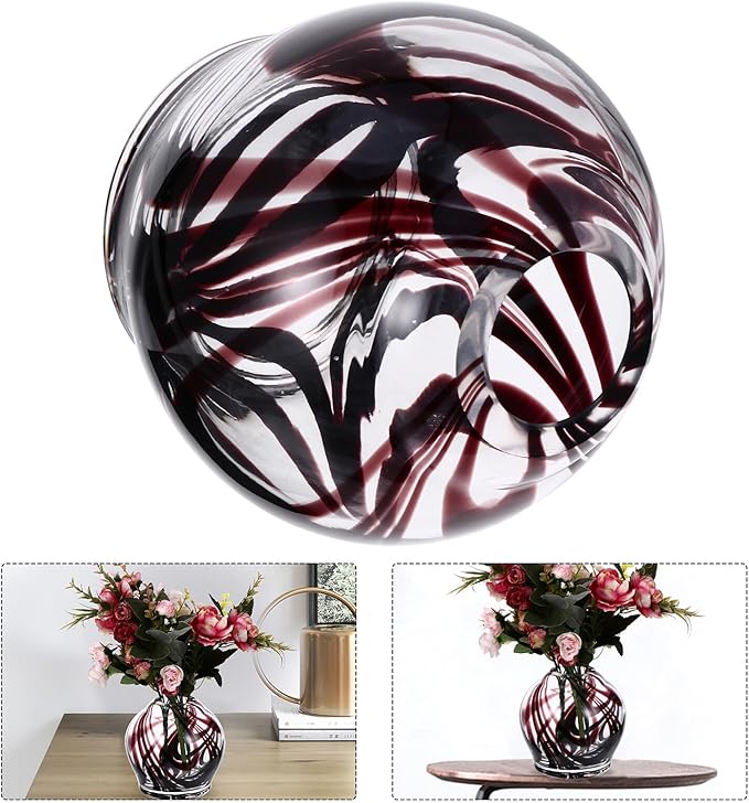 Sosoport Colored Round Glass Hydroponic Vase for Indoor Outdoor Plant Display Eco-Friendly Water Plant Container Creative Flower Planter for Home Office Decoration and