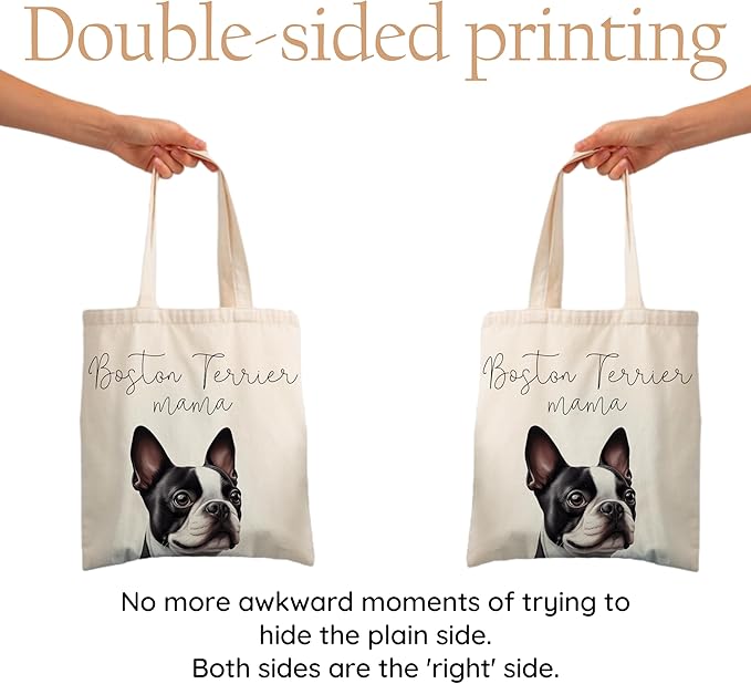 Dog Mama Tote Bag – Cute Dog Lover Canvas Bag, Reusable Shopping Shoulder Bag for Women, Pet Mom Gift,