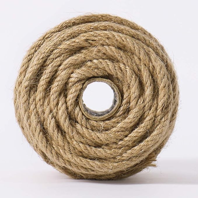 Tenn Well 5mm Jute Rope, 100 Feet 4Ply Twisted Heavy Duty and Thick Twine Rope for Gardening, Crafting, Bundling, Cat Scratching Post, Home Decor, Christmas Decorations