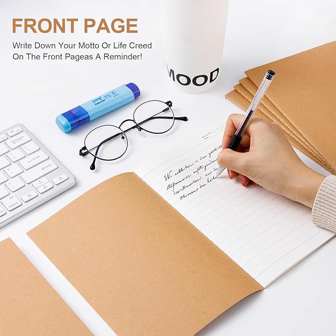 30PCS A5 Lined Composition Notebooks Bulk, 8.3x5.5 Inches Lined Paper Journaling Notebooks, 60 Pages Lined Kraft Notebook Set for Work, School, Student,Kids and Writing