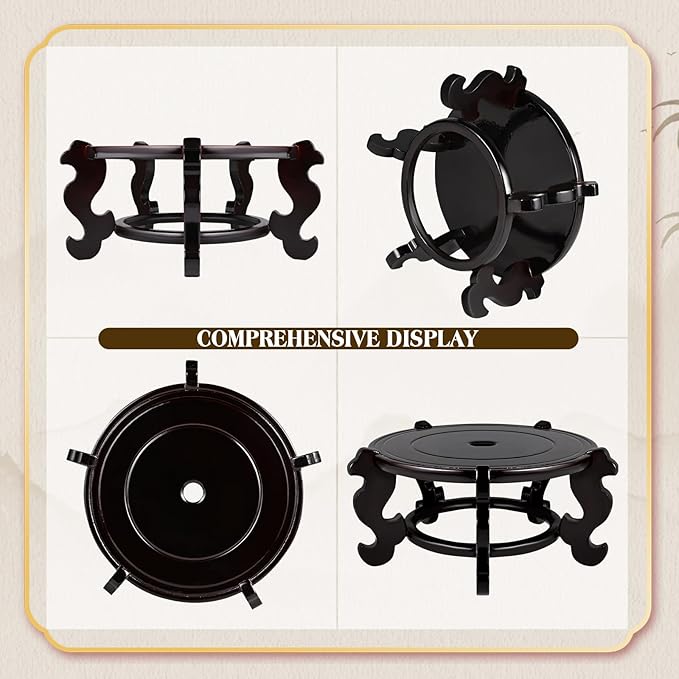 Yoiemivy 10 Inch Wooden Plant Stand Vase Stand Indoor Chinese Fishbowl Planter Stands for Display Oriental Style Indoor Plant Pot Pedestal Stand (10 Inch)