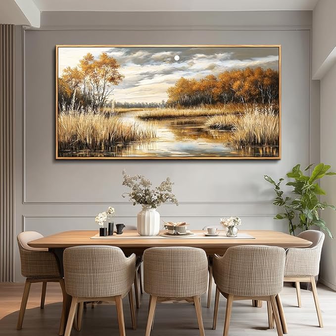 QIYILEXWART Canvas Wall Art For Living Room Large Wall Decor For Office Bedroom Decorations Trees and Rivers Landscape Pictures Farmhouse Painting Artwork Room Wall Mural Aesthetic Home Decor 30x60 In