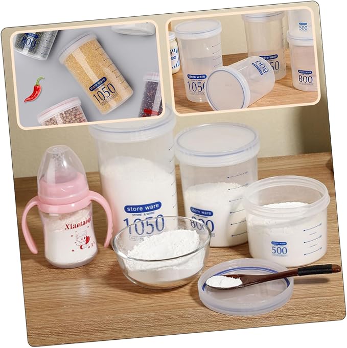 2pcs Airtight Round Food Storage Jars with Lids for Dry Food Snacks Protein Powder Cereal Canisters Kitchen Pantry Organization Containers