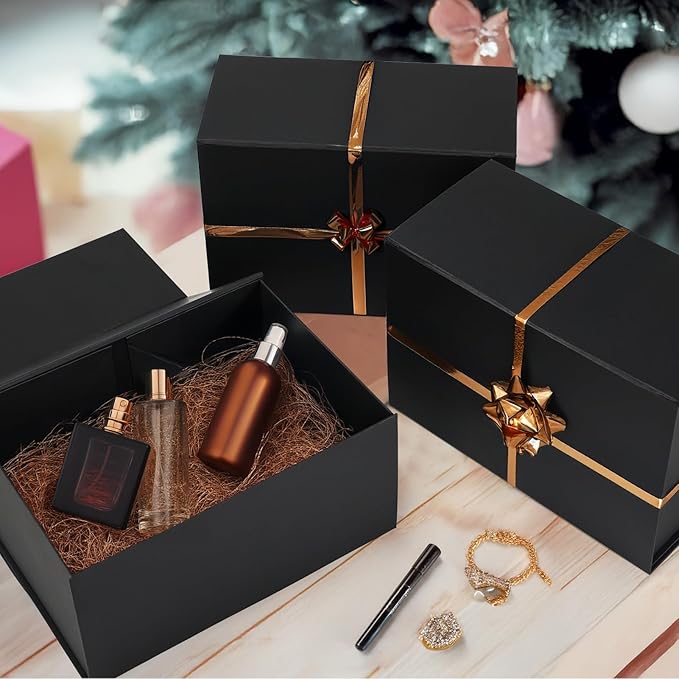 Schliersee 10x7x5 Gift Boxes with Magnetic Lids Set of 4, Gift Wrap Box Empty Wrapping Wedding Birthay Gifts for Bridesmaids, Groomsmen, Girls, Sister, Friends Presents