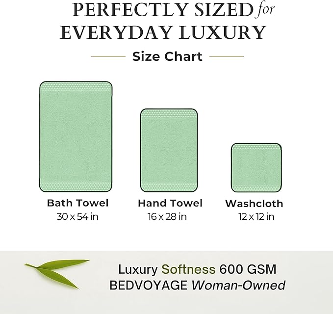 BedVoyage Luxury Bath Towels Set of 6 - Ultra Soft Plush Bathroom Towel Set - Highly Absorbent Viscose from Bamboo Bath Towels Ultra Soft - Spa Towel for Body - Seaglass