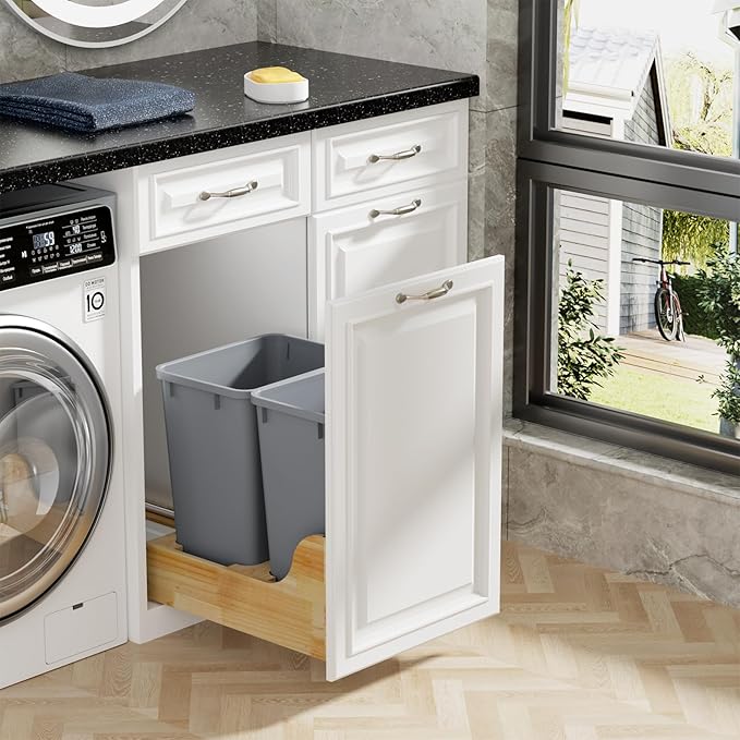 35QT Kitchen Trash Can, Garbage Waste Recycling Bin, Sturdy and Lightweight Trash Cans, Wastebasket for Kitchen, Workspace, Bathroom, Office, Easy to Clean, 10 Pack, Gray