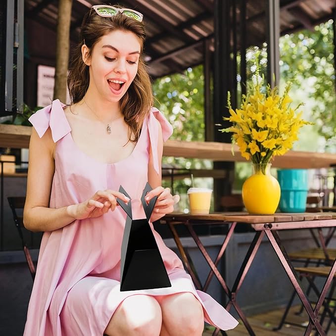 opaprain 9X6X4.3inch Portable Premium Folding Gift Box with Handles - Reusable Elegant Storage Solution for Birthdays, Weddings, Corporate Events, Eco Friendly Compact Design (Black)