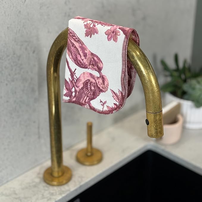 Reusable Paper Towels - 10 Pack - Roll of Washable Cotton Cloth Paper Towels - Paperless Reusable Napkins Cloth Washable - Absorbent + Long Lasting - Zero Waste Products - (Love Birds)