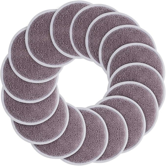 SUNLAND Reusable Makeup Remover Pads for Face,Eye,Lips 16 Pack Microfiber Face Cleansing Gloves Washable with Laundry Bag and Travel Bag Rounds Toner Pads (Round 3.15inchx16, dpurple)