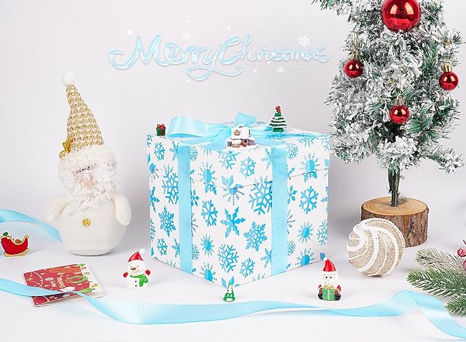 Jaywayang 5 Pack White Christmas Gift Boxes with Lids, Ribbons and Tissue Papers Square Gift Boxes - 7.1 Inch - Presents Wrapping Christmas Gift Holiday New Year Party Favor Boxes.