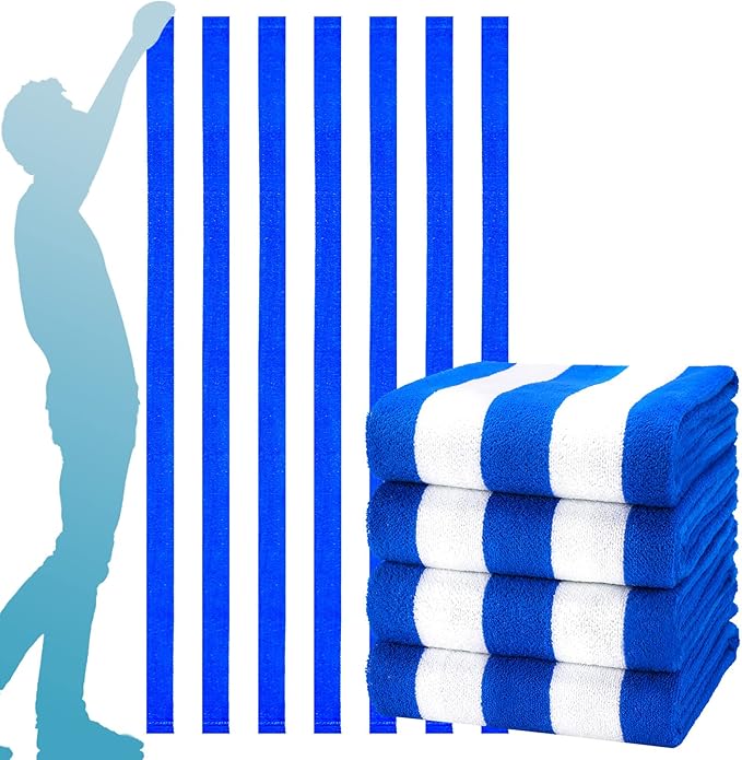 4 Packs Extra Large Beach Towel Bath Towel 72 * 40 Set Bathroom Sheets Bulk Oversized Soft Absorbent Thick XL Big Giant Microfiber Terry Blanket Clearance Turkish Toallas De Playa NOT Cotton Blue