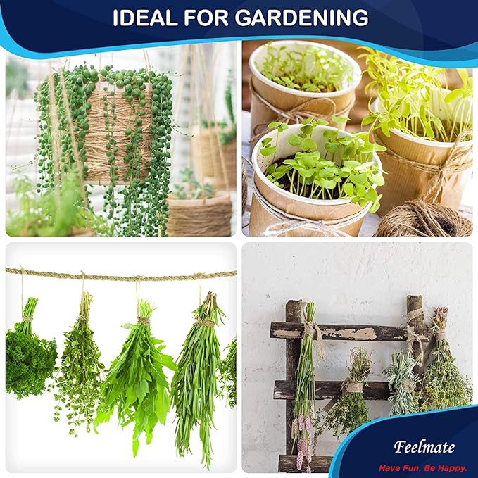 3mm Jute Rope 328Feet Burlap Twine Natural Thick Strong Hemp Cord for Arts Crafts DIY Decoration Gift Wrapping