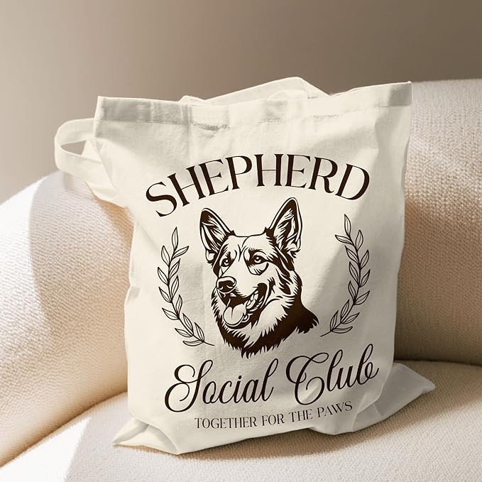 Dog Social Club Canvas Tote Bag, Travel & Daily Use, 16x14 Inch