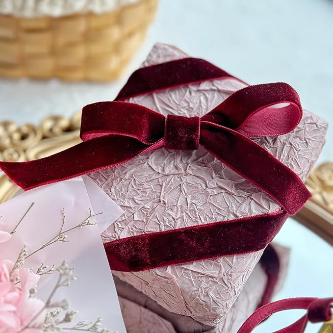 Vintage Burgundy Velvet Ribbon, 5/8 Inch X 25Yd