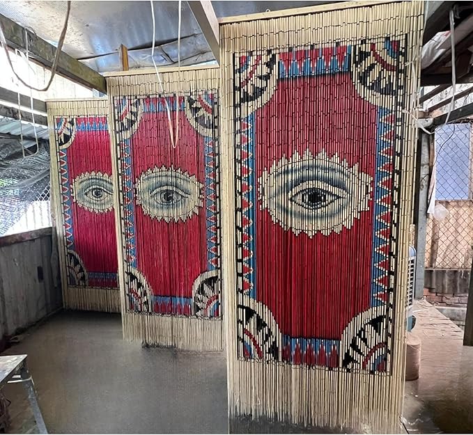 Bamboo Curtains 35.5 X 78 Inch - Eye Design Beaded Curtain Bamboo for Doorway - Mysterious Ghostly Style Curtain for Home Decor Enthusiasts