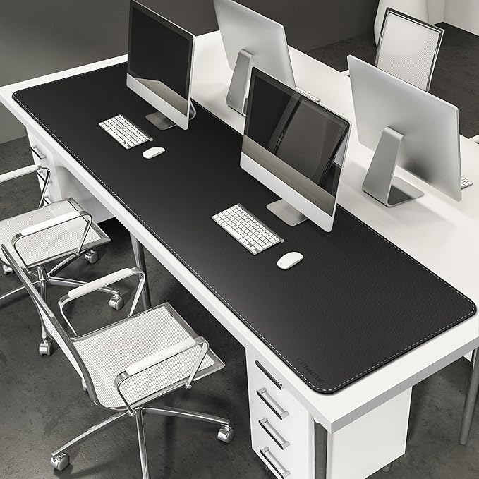 CENNBIE Leather Desk Mat Protector, XXXXXL 74.8" x 23.6" Extra Large Leather Office Desk Pad Mat for Full Desk, Computer Desk Mat on top of desks - Oversized Large Mouse Pad (Black)
