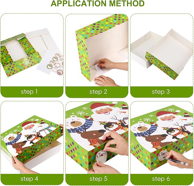 HOIIOH 12 Extra-Large Christmas Gift Boxes with Lids – 4-Inch Deep Robe Boxes with Tissue Paper & Stickers, Decorative Holiday Wrapping Boxes for Clothes, Coats & Sweaters