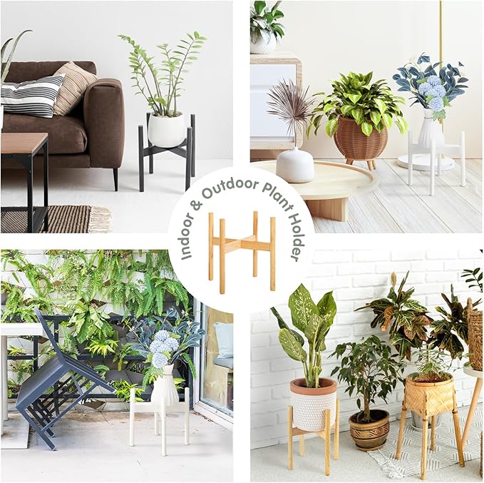 Wood 11.9" x 12.5" Plant Stand Indoor Outdoor, Wooden Single Floor Plant Pot Holder, Natural Plant Stand, Assembly Required (Excluding Potted Plants)