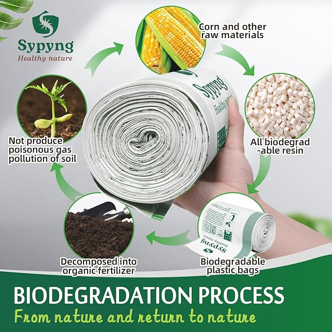 Compostable Kitchen Waste Trash Bags 3-4 Gallon (100 Pack) Heavy Duty 100% Biodegradable White Compost Bags for Countertop Bin, ASTM D6400, BPI & OK Compost HOME Certified, Eco-Friendly & Recyclable