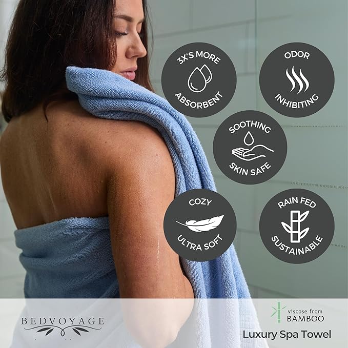 BedVoyage Luxury Bath Towel - Ultra Soft Plush Bathroom Towel - Highly Absorbent Viscose from Bamboo Bath Towels Ultra Soft - Spa Towels for Body - Ocean