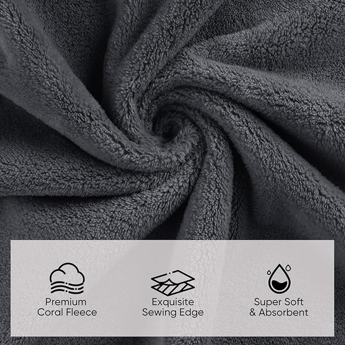 Orighty 6-Piece Towel Set - Soft & Lightweight - 2 Bath Towels, 2 Hand Towels, and 2 Wash Cloths - Absorbent & Quick Drying Microfiber Towel for Multipurpose, Bathroom, Gym, Sport, Yoga, Travel-Grey