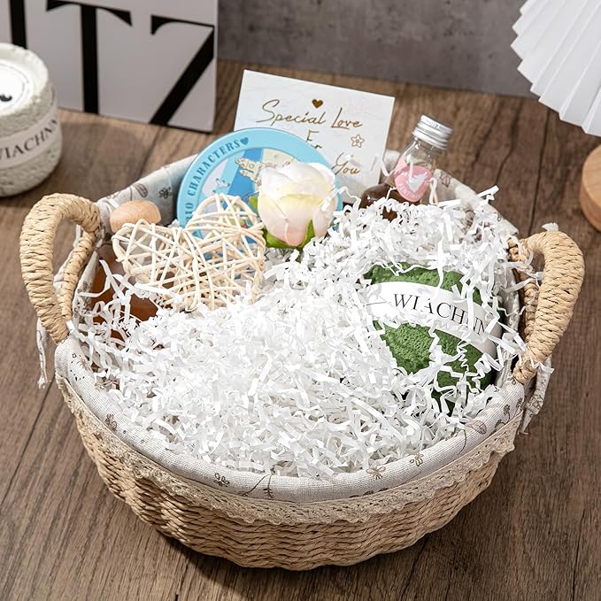 Mefleet 2 LB Crinkle Cut Paper Shred Filler White Crinkle Shredded Paper for Gift Box - Gift Basket Bag Filler - Grass Cushion Stuffing for Christmas Holiday Packaging Wrapping