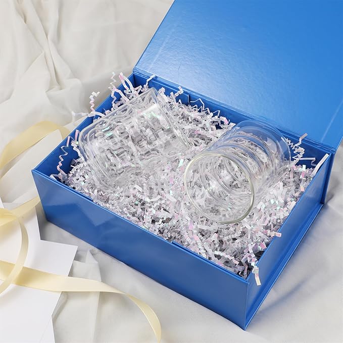 Blue Gift Box,10x7.3x3.5 Gift Boxes With Lids For Presents Includes Ribbon And Diy Printable Sticker Paper,Bridesmaid Proposal Box,Magnetic Gift Box For Birthday,Wedding,Graduation