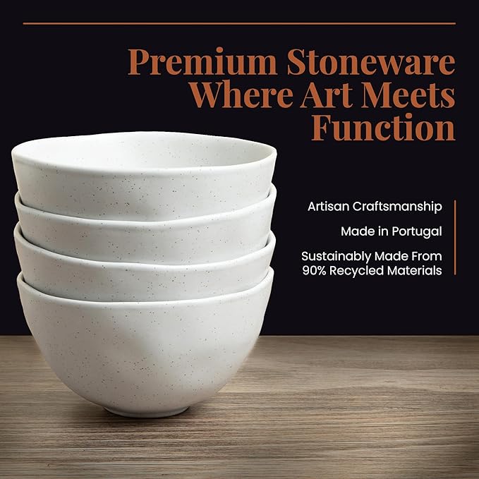 Trasa Home by Larder & Vine, Eco-Friendly High Fired Artisan Stoneware, Organic & Modern Dinnerware, 16 piece set, 4 place settings (Millstone)