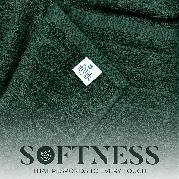 DAN RIVER Bath Towels Set of 4, 30 x 60 Inches, 100% Cotton, Larger & Lighter Weight, Quicker to Dry, Super Soft and Absorbent, Ideal Hotel Towels for Daily Use, Huntergreen