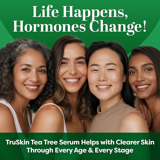 TruSkin Tea Tree Oil Acne Treatment for Face – Acne Serum – Improve the Appearance of Pores, Skin Tone for Smooth, Glowing Skin with Salicylic Acid, Vitamin C, Niacinamide & Retinol, 2 OZ