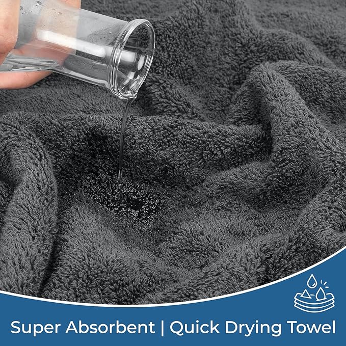 DAN RIVER 100% Ring Spun Cotton 3-Piece Towel Set, Grey, Bath Towel, Hand Towel and Washcloths, 550 GSM - Soft, Absorbent Quick Dry Cotton Towels for Bathroom, Spa, and Gym