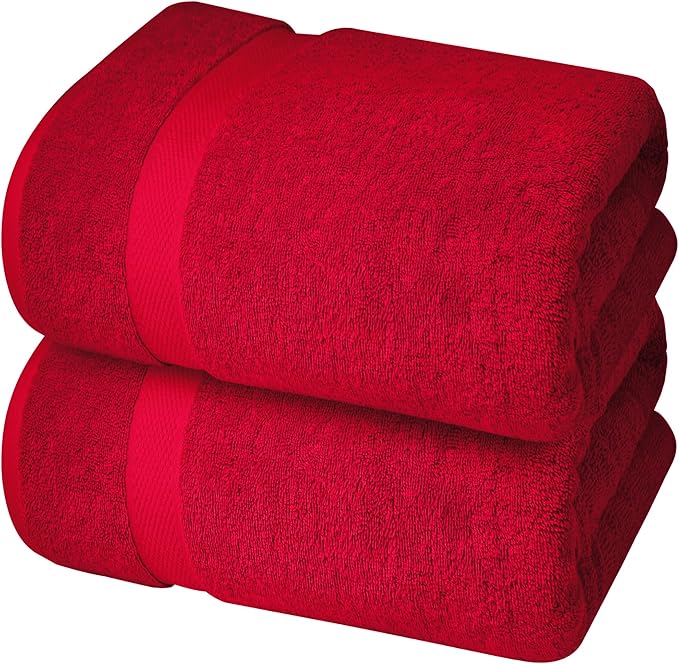 Infinitee Xclusives– Luxury Bath Sheets Towels – 2 Pack 600 GSM (35X70 Inches)– 100% Ring Spun Cotton Large Bath Towels for Bathroom (Burgundy, Bath Sheet Pack of 2)