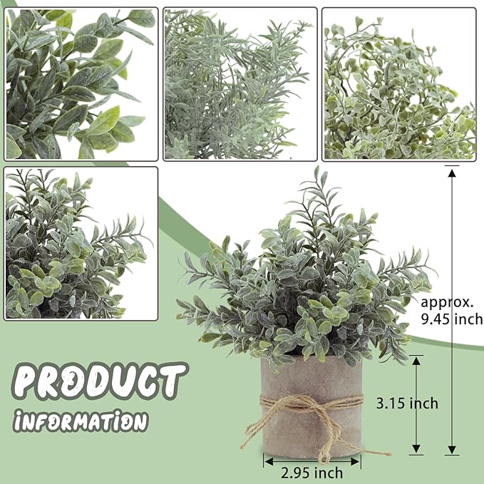 4Pcs Small Fake Plant for Home Decor, Artificial Plants Indoor for Shelf Decor, Small Artificial Plants in Pots for Kitchen Bathroom Laundry Farmhouse Room Decor