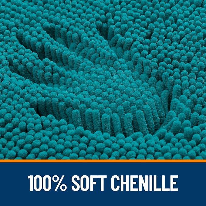 OLANLY Bathroom Rugs 30x20, Extra Soft Absorbent Chenille Bath Rugs, Rubber Backing Quick Dry, Machine Washable Bath Mats for Bathroom Floor, Tub and Shower, Home Decor Accessories, Deep Lake