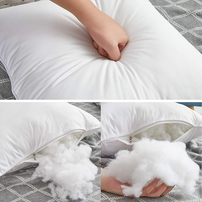 Oubonun 22"x22" Pillow Inserts (Set of 4) - 100% Cotton Cover, Square Throw Pillow Inserts for Couch, Sofa, Bed - Decorative 22 Inch White Pillow Inserts