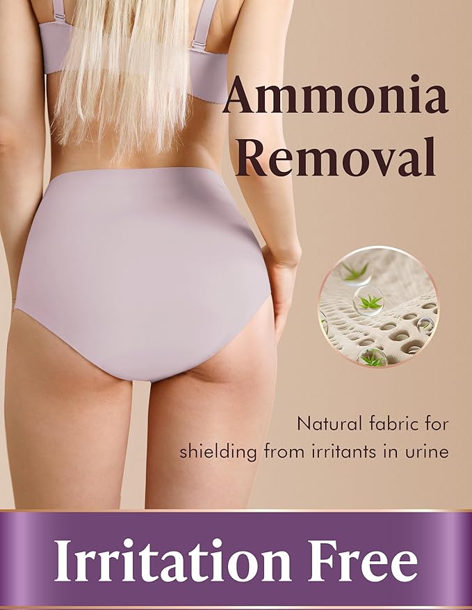 AIRCUTE Washable Urinary Incontinence Underwear for Women Absorbent Seamless High Waist Leak Protective Panty 3 Pack