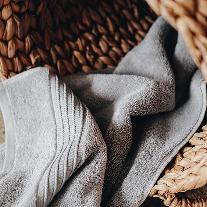 Milara Turkish Super-Plush Bath Towels Set 2-Piece | Premium Cotton Bath Towel Set Absorbent, Durable with Hanging Loops | Anthracite (Dark Gray) Turkish Bath Towels, (27 x 54 Inches)