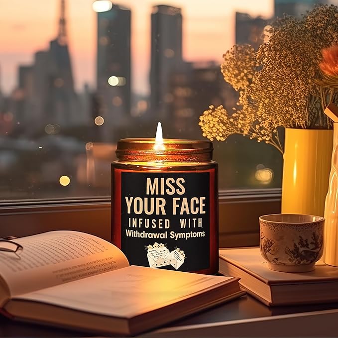 Funny Friend Gifts for Women Men - Miss Your Face Candle for Her Him - Fun Birthday, Friendship, Relaxing Gift - Tropical Coconut Soy Candle for Home - Gift for Sister Bestie BFF Girlfriend