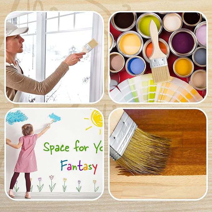 Nuogo 120 Pieces Chip Brushes 2 Inch Bulk Bristle Paint Wooden Stain Brushes for Paint, Glues, Varnish, Art and Crafts Supplies