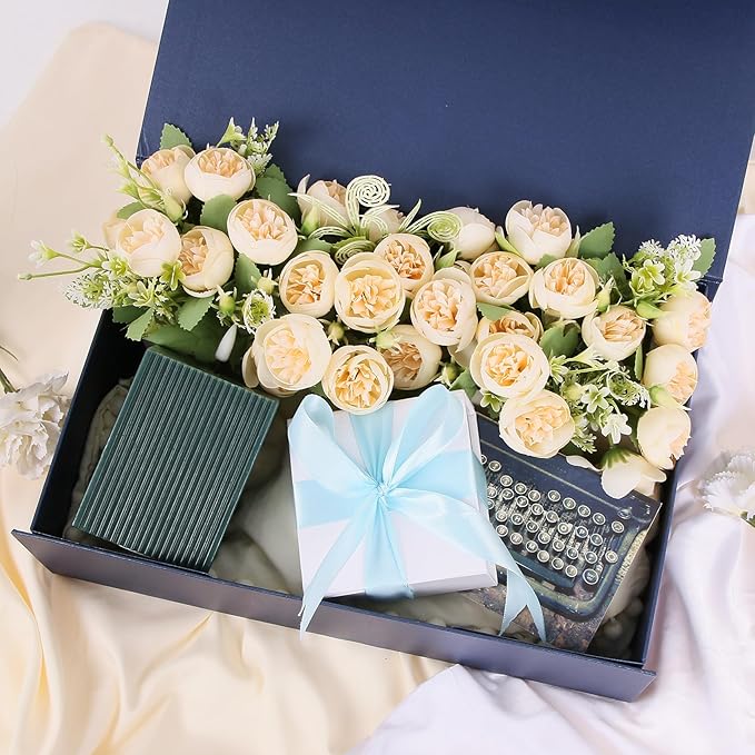 Aimyoo Navy Blue Magnetic Gift Boxes with Lids 10.5x7x3 in, Medium Bridesmaid Groomsman Proposal Box, Rectangle Collapsible Box for Present Graduation Birthday Storage 5 Pack