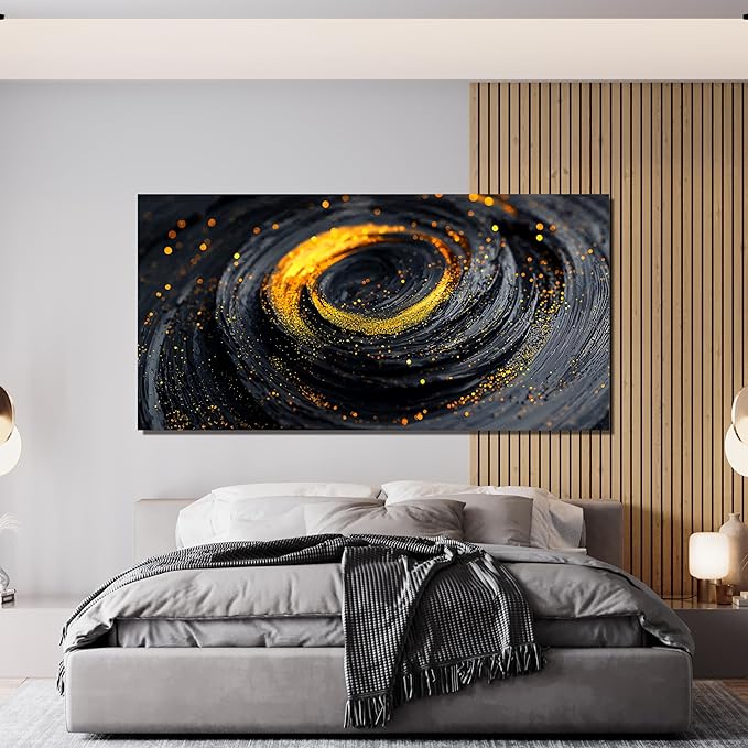Abstract Wall Art Decor Wall Art Pictures for Living Room Abstract Canvas Art Wall Decor Large Black Gold Wall Art Prints Modern Wall Art Decorations Artwork for Walls Office Home Decor 24"X48"