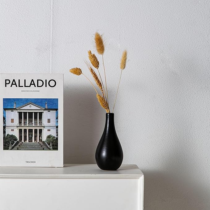 Black Ceramic Bud Vase Set of 11, Small Vases for Pampas Grass, Flowers, Mini Vases for Modern Home Decor, Minimalist Decor, for Living Room, Dining Table & Shelves