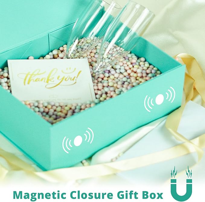 Luxury Large Gift Box 13.8"x9"x4.3" Storage Box Ribbon Magnetic Closure for Luxury Packaging Box for Mother's Day, Birthdays, Bridal Gifts,Weddings