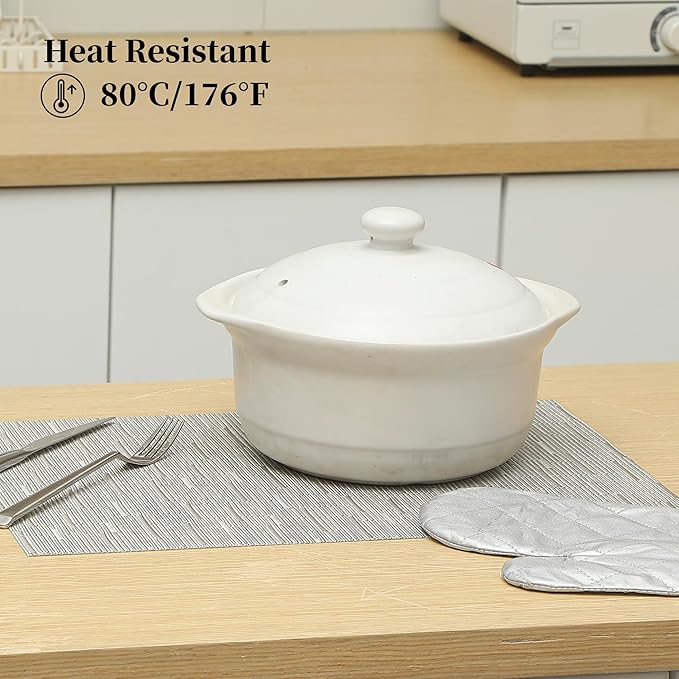 Leetaltree Silver Placemats Set of 8 - Heat Resistant Non-Slip Place mats for Dining Table, Washable Durable PVC Vinyl Woven Table Mats（Silver, 8）