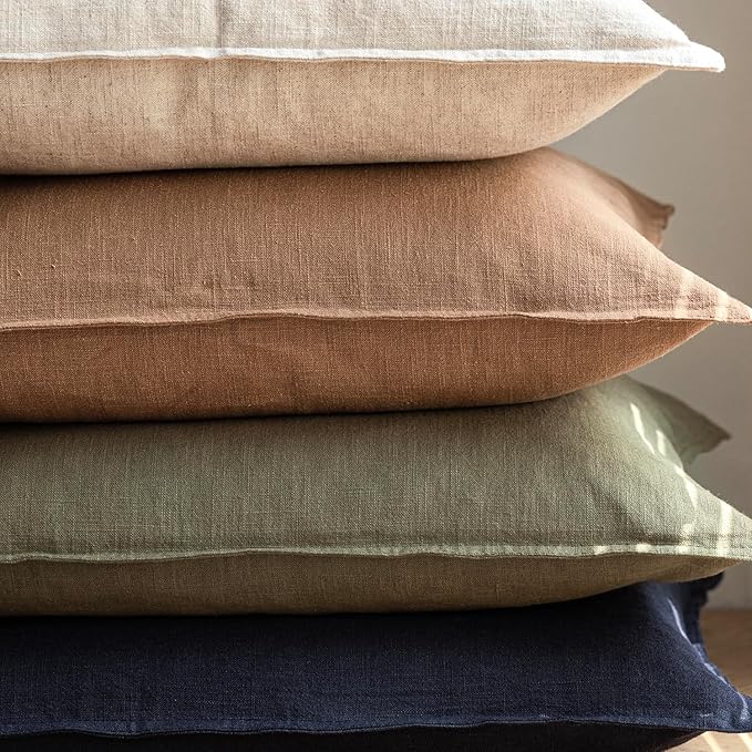 Foindtower Pack of 2, Decorative Linen Soild Throw Pillow Covers Soft Accent Cushion Case Farmhouse Neutral Pillowcase for Chair Couch Sofa Bedroom Living Room Home Decor 20x20 Inch Olive Branch Green